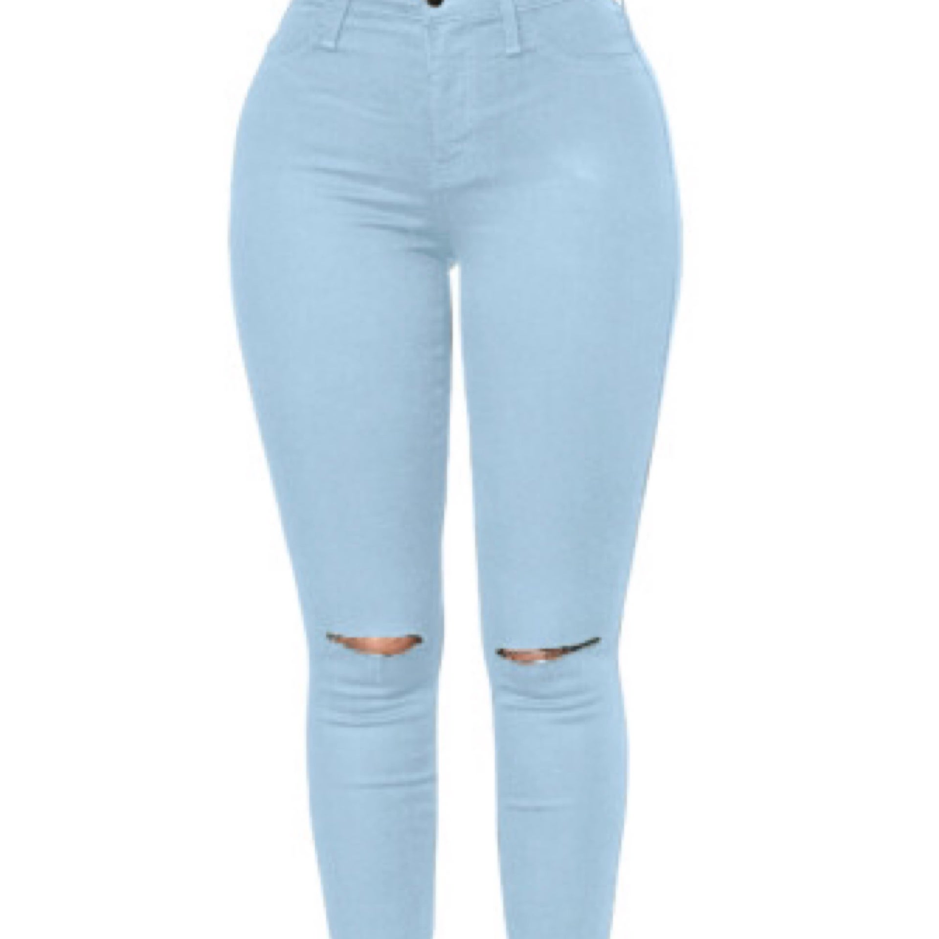 Light Blue Trendy Slit Denim Pants | Da Lee Graceful Boutique